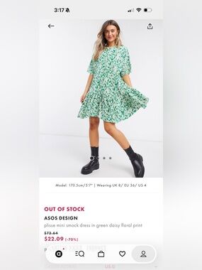 Knee length Plisse green flower dress